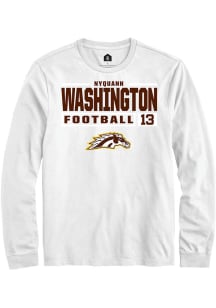 Nyquann Washington  Western Michigan Broncos White Rally Football NIL Stacked Box Long Sleeve T Sh..