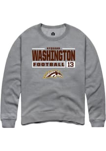 Nyquann Washington  Rally Western Michigan Broncos Mens Grey Football NIL Stacked Box Long Sleeve..