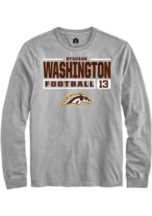 Nyquann Washington  Western Michigan Broncos Grey Rally Football NIL Stacked Box Long Sleeve T Shi..