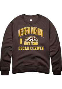 Oscar Corwin  Rally Western Michigan Broncos Mens Brown NIL Arch Logo Long Sleeve Crew Sweatshirt