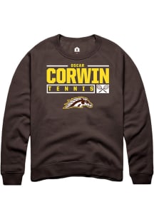 Oscar Corwin  Rally Western Michigan Broncos Mens Brown NIL Stacked Box Long Sleeve Crew Sweatshir..