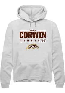 Oscar Corwin  Rally Western Michigan Broncos Mens White NIL Stacked Box Long Sleeve Hoodie