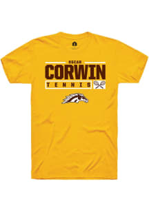 Oscar Corwin  Western Michigan Broncos Gold Rally NIL Stacked Box Short Sleeve T Shirt