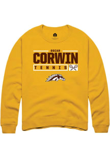 Oscar Corwin  Rally Western Michigan Broncos Mens Gold NIL Stacked Box Long Sleeve Crew Sweatshirt