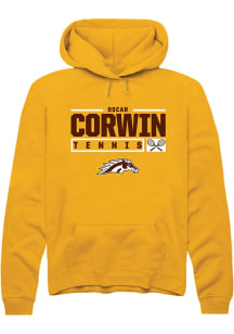 Oscar Corwin  Rally Western Michigan Broncos Mens Gold NIL Stacked Box Long Sleeve Hoodie