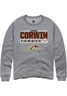 Oscar Corwin  Rally Western Michigan Broncos Mens Grey NIL Stacked Box Long Sleeve Crew Sweatshirt