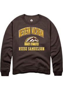 Reese Samuelson  Rally Western Michigan Broncos Mens Brown NIL Arch Logo Long Sleeve Crew Sweatshi..