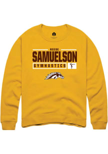 Reese Samuelson  Rally Western Michigan Broncos Mens Gold NIL Stacked Box Long Sleeve Crew Sweatsh..