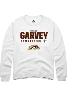 Reilan Garvey  Rally Western Michigan Broncos Mens White NIL Stacked Box Long Sleeve Crew Sweatshi..