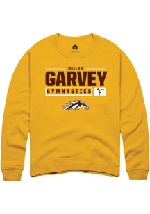 Reilan Garvey  Rally Western Michigan Broncos Mens Gold NIL Stacked Box Long Sleeve Crew Sweatshir..