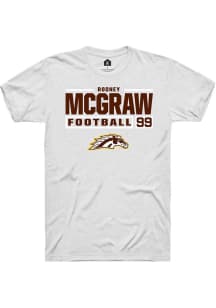 Rodney McGraw  Western Michigan Broncos White Rally Football NIL Stacked Box Short Sleeve T Shirt