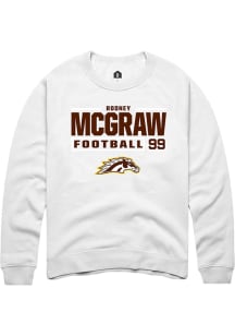 Rodney McGraw  Rally Western Michigan Broncos Mens White Football NIL Stacked Box Long Sleeve Crew..