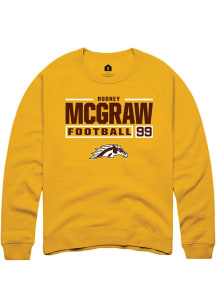 Rodney McGraw  Rally Western Michigan Broncos Mens Gold Football NIL Stacked Box Long Sleeve Crew..