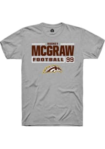 Rodney McGraw  Western Michigan Broncos Grey Rally Football NIL Stacked Box Short Sleeve T Shirt