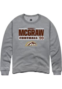 Rodney McGraw  Rally Western Michigan Broncos Mens Grey Football NIL Stacked Box Long Sleeve Crew..
