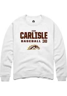 Sam Carlisle  Rally Western Michigan Broncos Mens White NIL Stacked Box Long Sleeve Crew Sweatshir..
