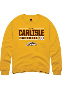 Sam Carlisle  Rally Western Michigan Broncos Mens Gold NIL Stacked Box Long Sleeve Crew Sweatshirt