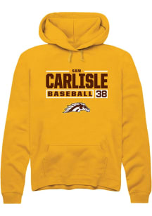 Sam Carlisle  Rally Western Michigan Broncos Mens Gold NIL Stacked Box Long Sleeve Hoodie