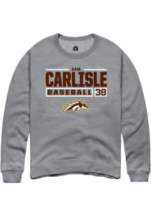 Sam Carlisle  Rally Western Michigan Broncos Mens Grey NIL Stacked Box Long Sleeve Crew Sweatshirt