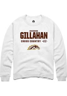 Shannon Gillahan  Rally Western Michigan Broncos Mens White NIL Stacked Box Long Sleeve Crew Sweat..