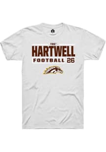 Tre' Hartwell  Western Michigan Broncos White Rally Football NIL Stacked Box Short Sleeve T Shirt
