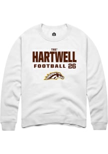 Tre' Hartwell  Rally Western Michigan Broncos Mens White Football NIL Stacked Box Long Sleeve Crew..