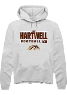 Tre' Hartwell  Rally Western Michigan Broncos Mens White Football NIL Stacked Box Long Sleeve Hood..