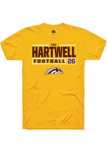Tre' Hartwell  Western Michigan Broncos Gold Rally Football NIL Stacked Box Short Sleeve T Shirt