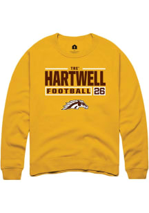 Tre' Hartwell  Rally Western Michigan Broncos Mens Gold Football NIL Stacked Box Long Sleeve Crew..