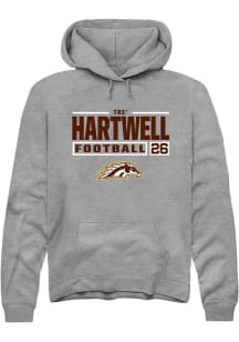 Tre' Hartwell  Rally Western Michigan Broncos Mens Grey Football NIL Stacked Box Long Sleeve Hoodi..