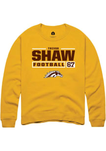 Trevor Shaw  Rally Western Michigan Broncos Mens Gold Football NIL Stacked Box Long Sleeve Crew Sw..