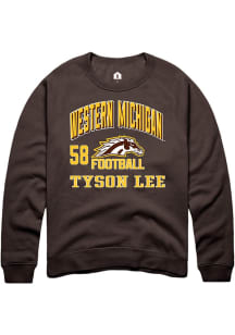 Tyson Lee  Rally Western Michigan Broncos Mens Brown Football NIL Arch Logo Long Sleeve Crew Sweat..