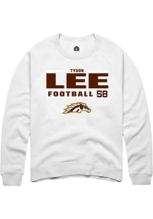 Tyson Lee  Rally Western Michigan Broncos Mens White Football NIL Stacked Box Long Sleeve Crew Swe..