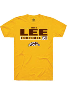 Tyson Lee  Western Michigan Broncos Gold Rally Football NIL Stacked Box Short Sleeve T Shirt