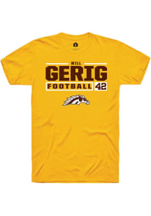 Will Gerig  Western Michigan Broncos Gold Rally Football NIL Stacked Box Short Sleeve T Shirt