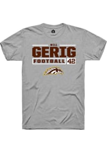 Will Gerig  Western Michigan Broncos Grey Rally Football NIL Stacked Box Short Sleeve T Shirt