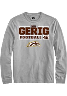 Will Gerig  Western Michigan Broncos Grey Rally Football NIL Stacked Box Long Sleeve T Shirt