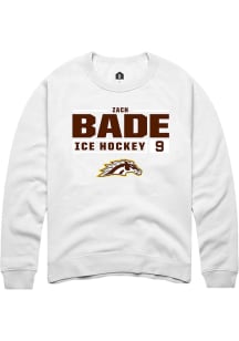 Zach Bade  Rally Western Michigan Broncos Mens White NIL Stacked Box Long Sleeve Crew Sweatshirt