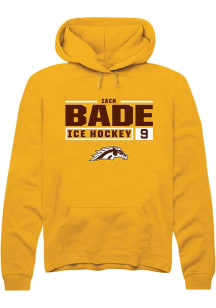 Zach Bade  Rally Western Michigan Broncos Mens Gold NIL Stacked Box Long Sleeve Hoodie