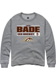 Zach Bade  Rally Western Michigan Broncos Mens Grey NIL Stacked Box Long Sleeve Crew Sweatshirt