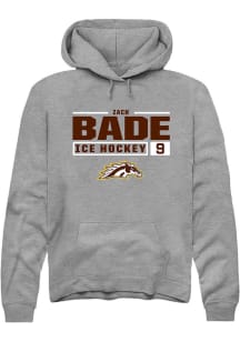 Zach Bade  Rally Western Michigan Broncos Mens Grey NIL Stacked Box Long Sleeve Hoodie