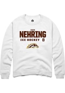 Zach Nehring  Rally Western Michigan Broncos Mens White NIL Stacked Box Long Sleeve Crew Sweatshir..