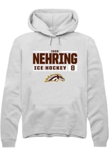 Zach Nehring  Rally Western Michigan Broncos Mens White NIL Stacked Box Long Sleeve Hoodie
