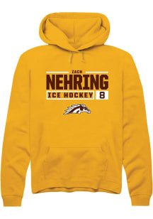 Zach Nehring  Rally Western Michigan Broncos Mens Gold NIL Stacked Box Long Sleeve Hoodie