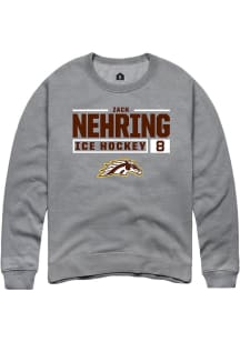 Zach Nehring  Rally Western Michigan Broncos Mens Grey NIL Stacked Box Long Sleeve Crew Sweatshirt