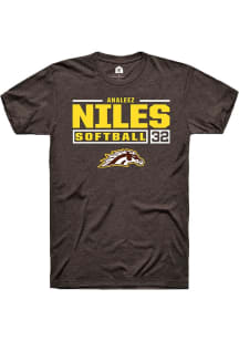 Analeez Niles  Western Michigan Broncos Brown Rally NIL Stacked Box Short Sleeve T Shirt