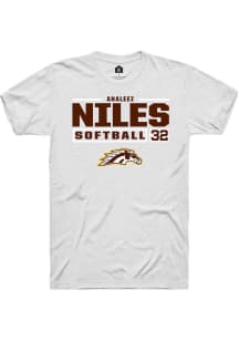 Analeez Niles  Western Michigan Broncos White Rally NIL Stacked Box Short Sleeve T Shirt