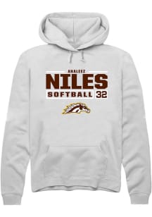 Analeez Niles  Rally Western Michigan Broncos Mens White NIL Stacked Box Long Sleeve Hoodie