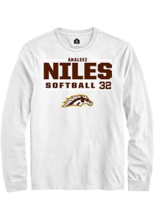 Analeez Niles  Western Michigan Broncos White Rally NIL Stacked Box Long Sleeve T Shirt