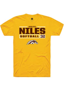 Analeez Niles  Western Michigan Broncos Gold Rally NIL Stacked Box Short Sleeve T Shirt